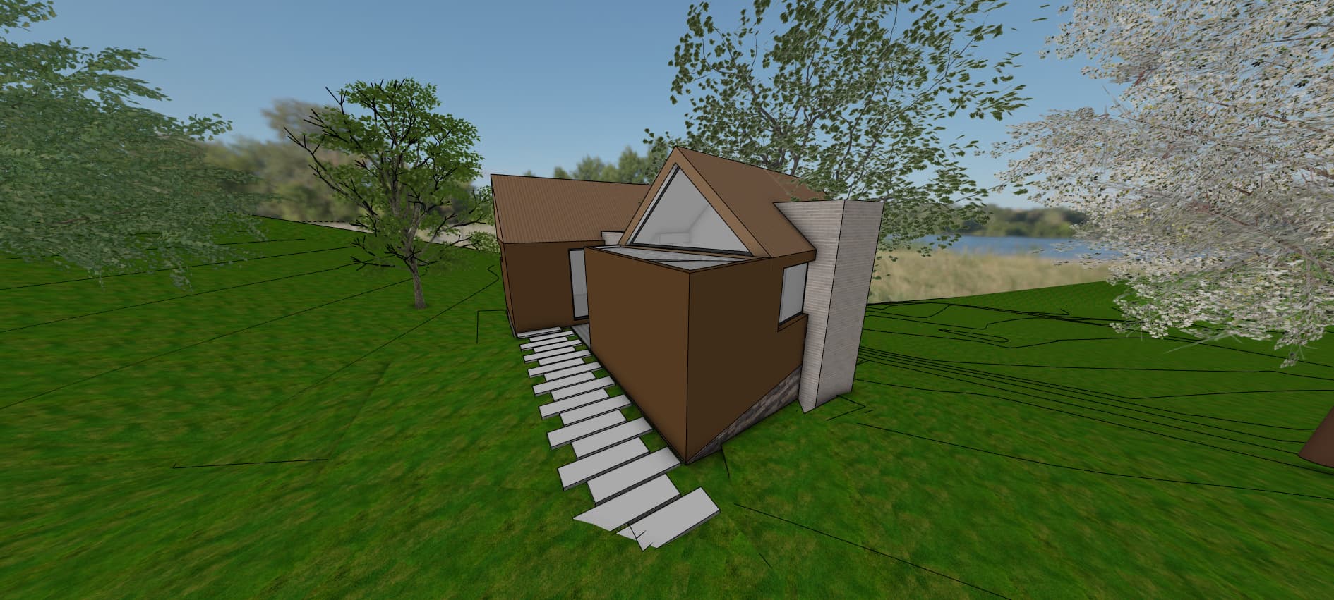 Cabaña moderna con vista al lago