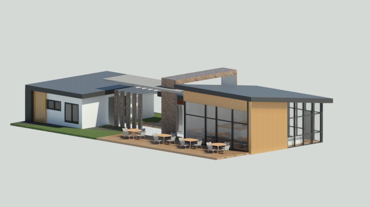 Terraza de restaurante con pérgola