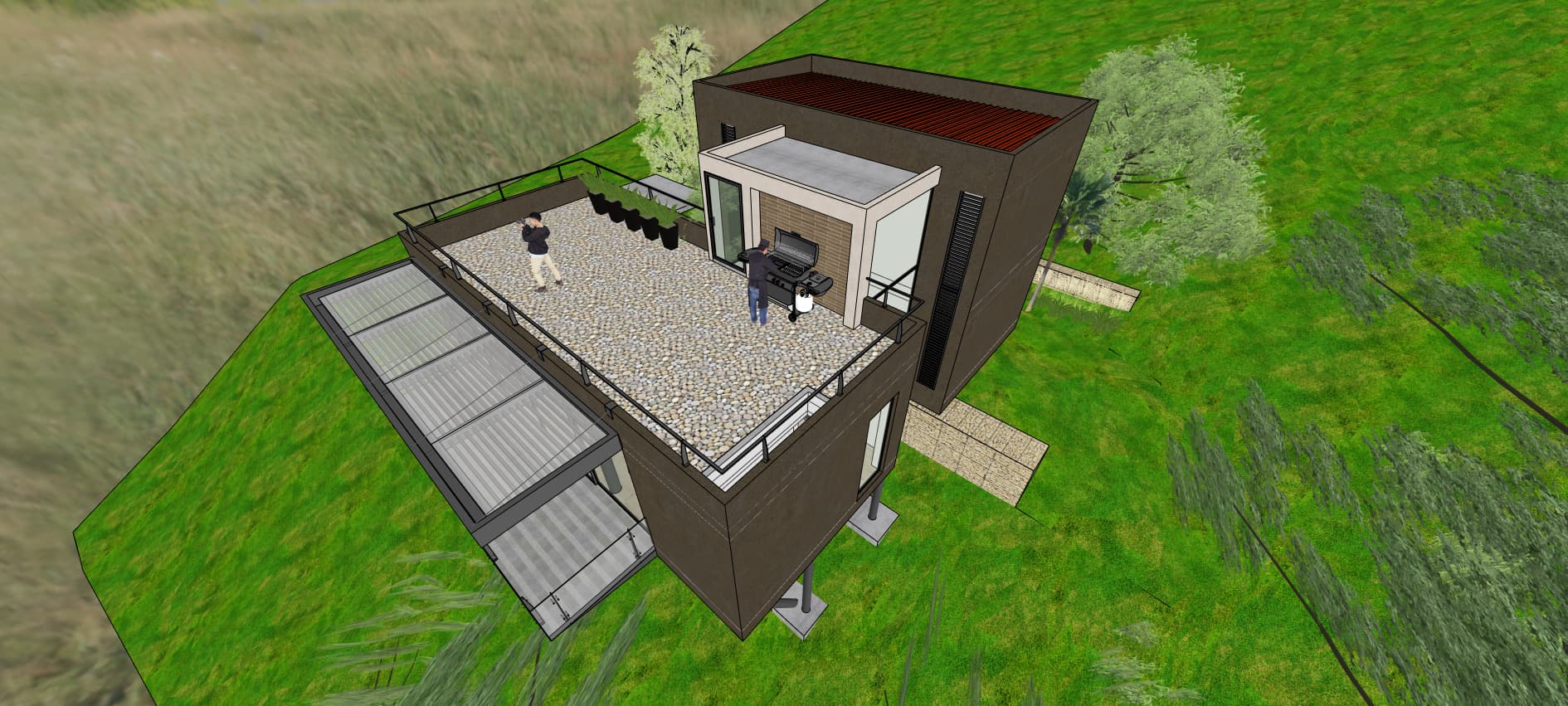 Terraza rooftop con zona de BBQ