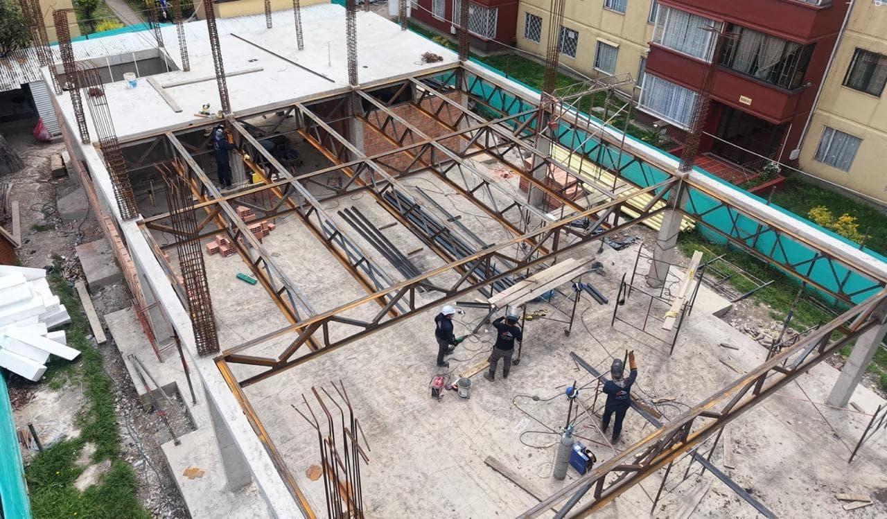 Estructura metálica de cubierta, vista aérea